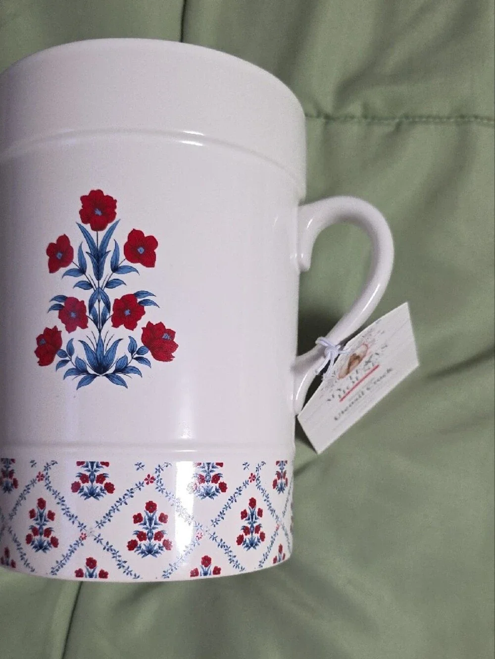 Poppy Trellis Ceramic Utensil Crock, Red,White, & Blue